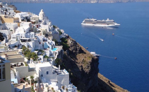 Cruise ship in Santorini