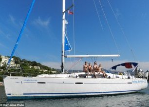 'Alexia': Catherine and family moor in a cove for a swim before lunch in the sunshine. The Beneteau 40 which is their home for the week is modern and comfortable, as well as easy to sail